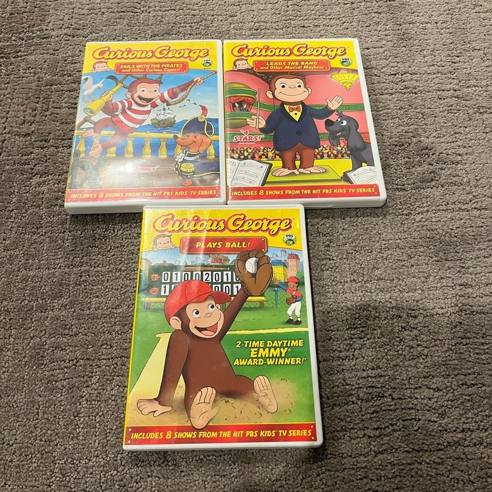 Curious George DVD ( 3 DVDs)
Plays Ball
Leads the Band
Sails with the Pirates